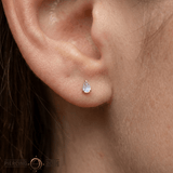 Rainbow Moonstone Pear – 14K Gold Threadless End - piercing - zone.com