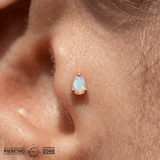 Rainbow Moonstone Pear – 14K Gold Threadless End - piercing - zone.com