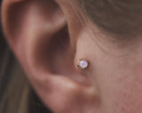 Rainbow Moonstone Prong – 14K Gold Threadless End - piercing - zone.com