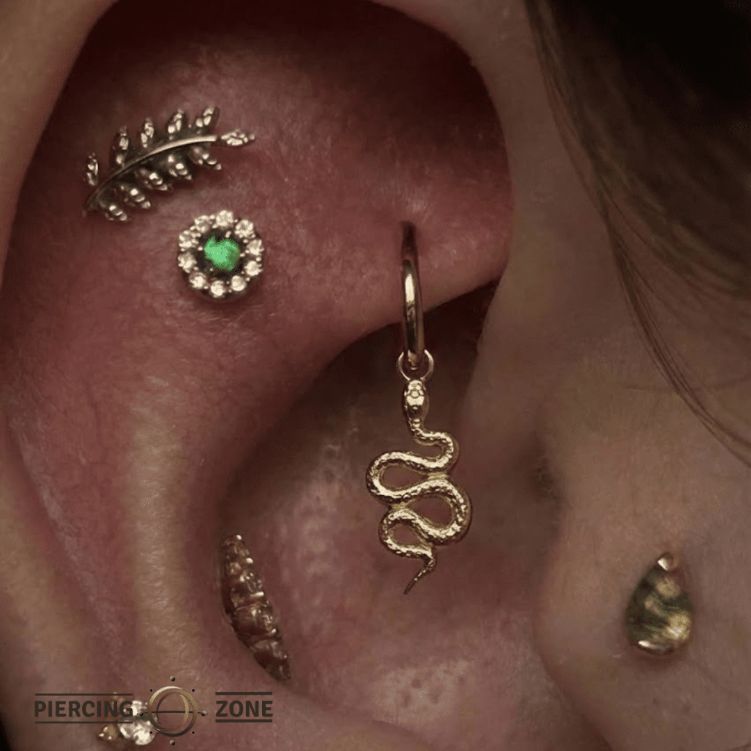 Rattlesnake – 14K & 18K Gold Charm - piercing - zone.com