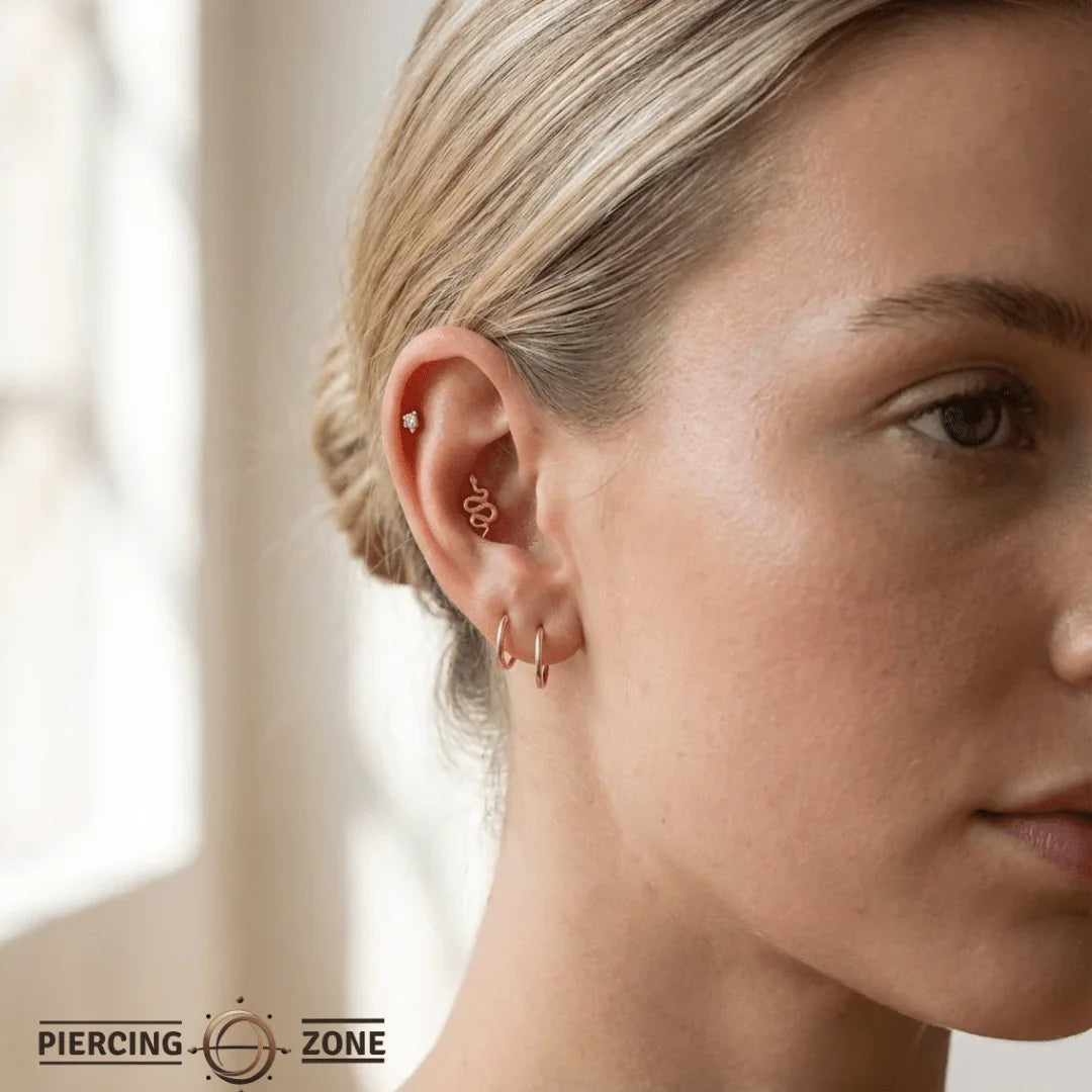 Rattlesnake – 14K Gold Threadless & Threaded End - piercing - zone.com