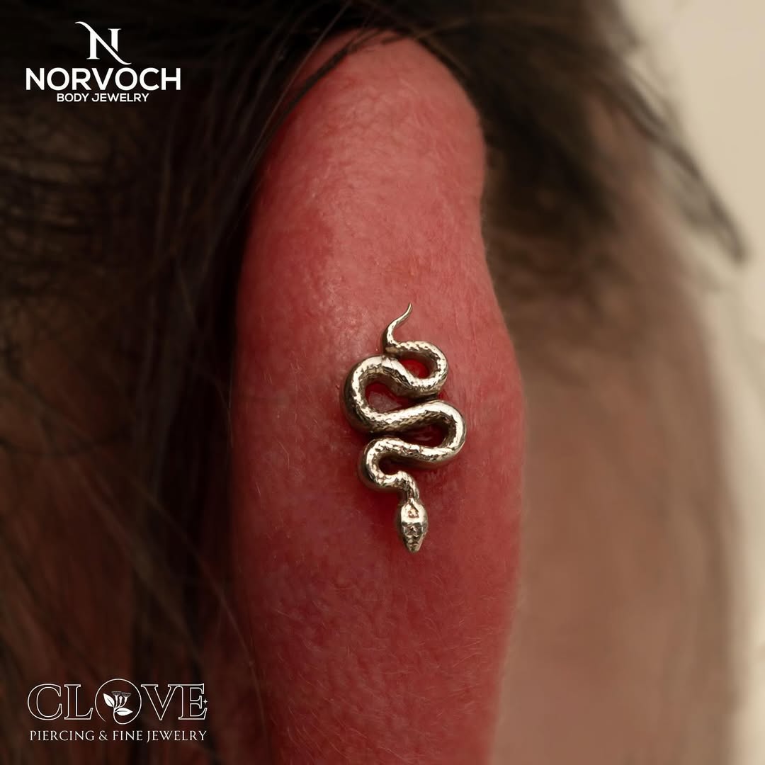 Rattlesnake – 14K Gold Threadless & Threaded End - piercing - zone.com