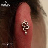 Rattlesnake – 14K Gold Threadless & Threaded End - piercing - zone.com
