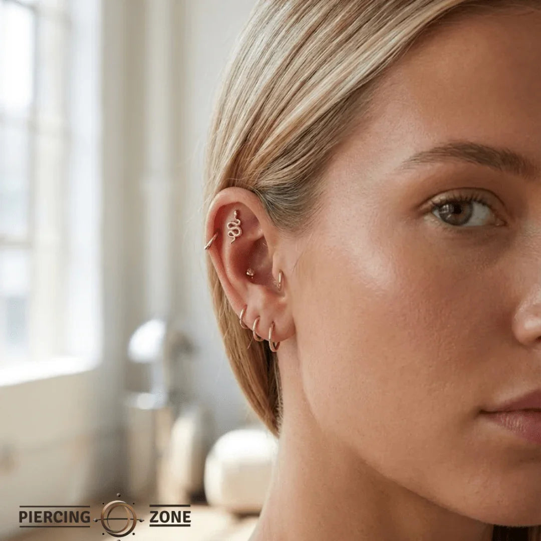 Rattlesnake – 14K Gold Threadless & Threaded End - piercing - zone.com