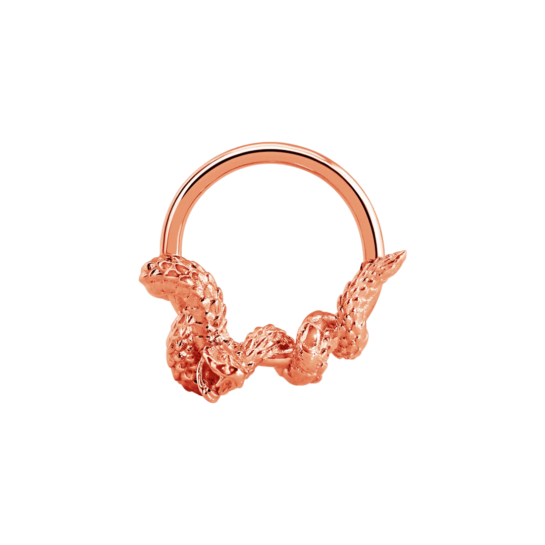 Rattlesnake Seamless Ring – 14K Gold Cup & Divot Design - piercing - zone.com