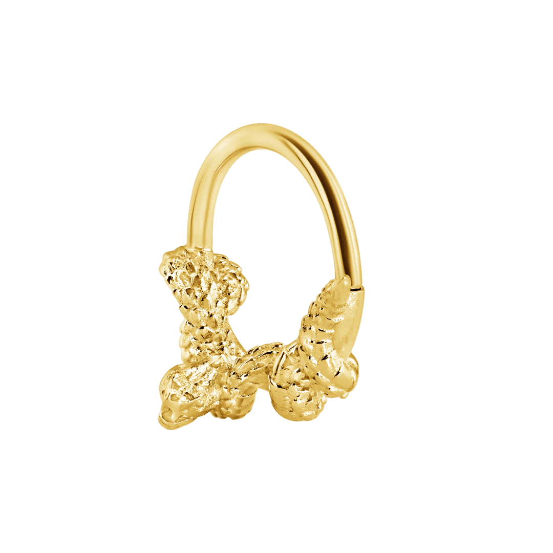 Rattlesnake Seamless Ring – 14K Gold Cup & Divot Design - piercing - zone.com