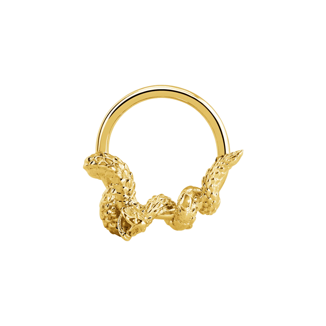 Rattlesnake Seamless Ring – 14K Gold Cup & Divot Design - piercing - zone.com