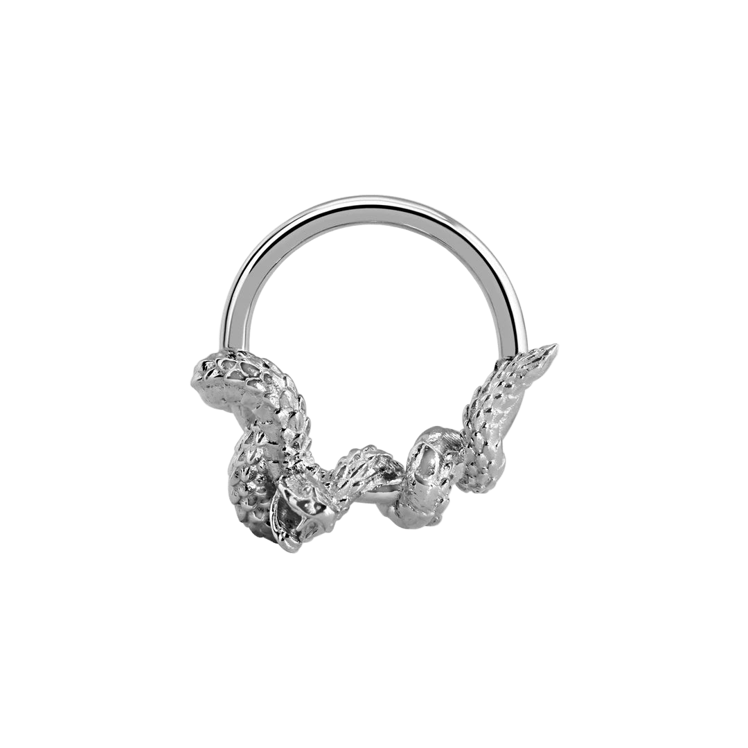 Rattlesnake Seamless Ring – 14K Gold Cup & Divot Design - piercing - zone.com