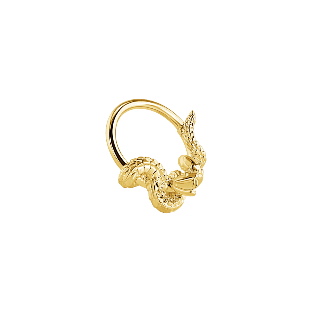 Rattlesnake Seamless Ring – 14K Gold Cup & Divot Design - piercing - zone.com