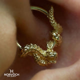 Rattlesnake Seamless Ring – 14K Gold Cup & Divot Design - piercing - zone.com