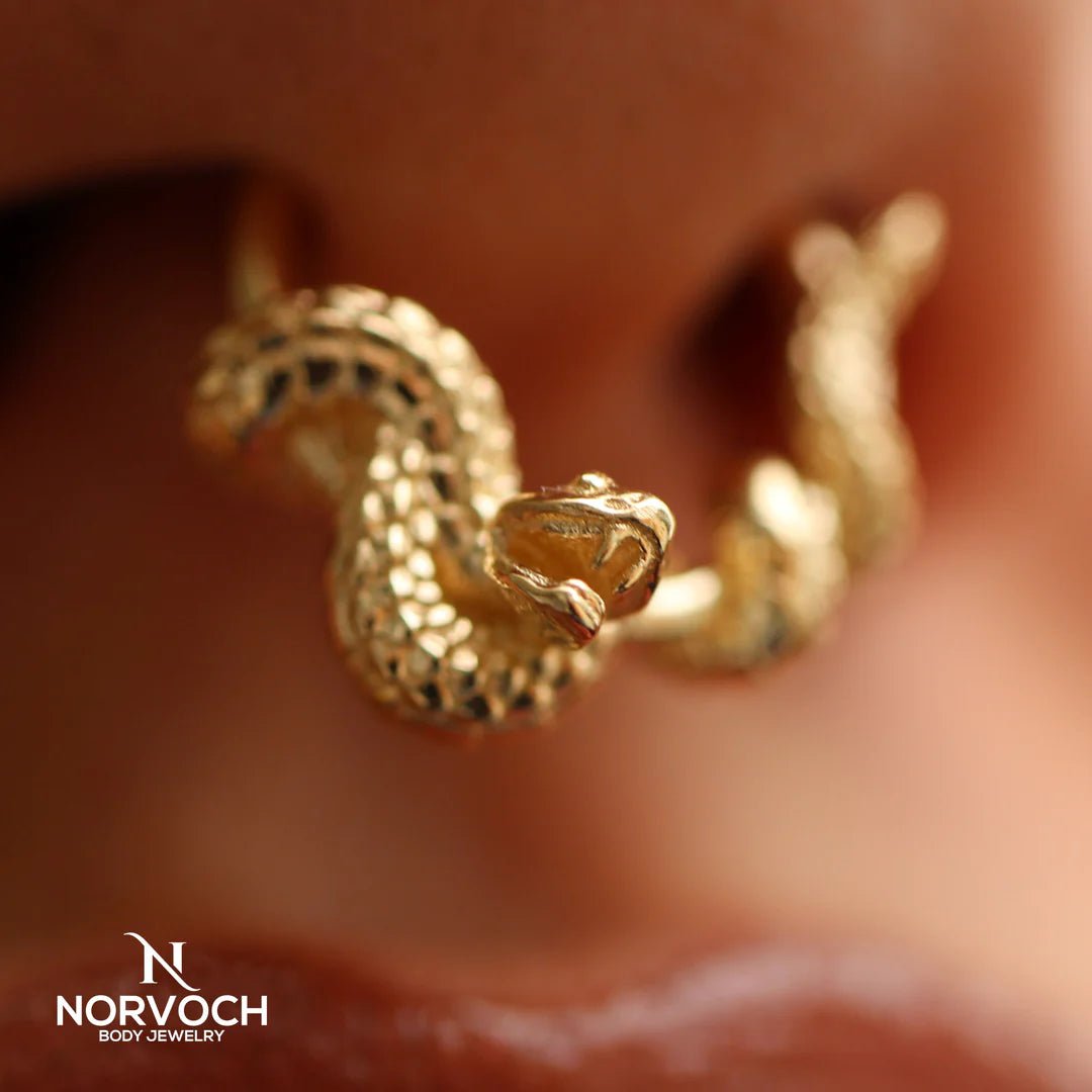 Rattlesnake Seamless Ring – 14K Gold Cup & Divot Design - piercing - zone.com