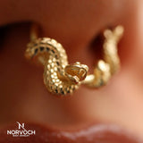 Rattlesnake Seamless Ring – 14K Gold Cup & Divot Design - piercing - zone.com