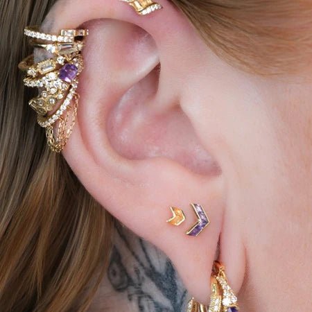 Rave – Amethyst – 14K Gold Threadless End - piercing - zone.com