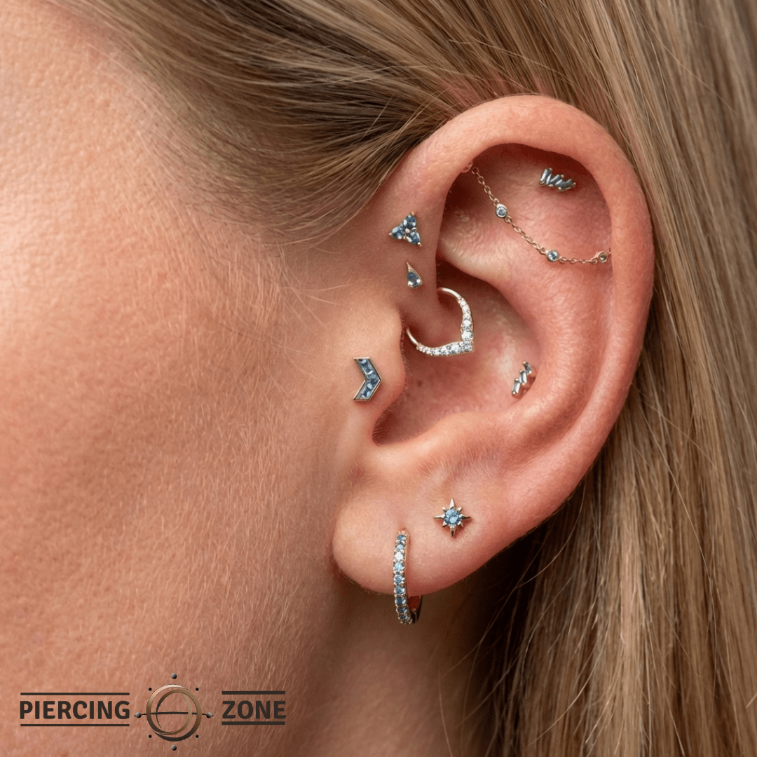 Rave – London Blue Topaz – 14K Gold Threadless End - piercing - zone.com