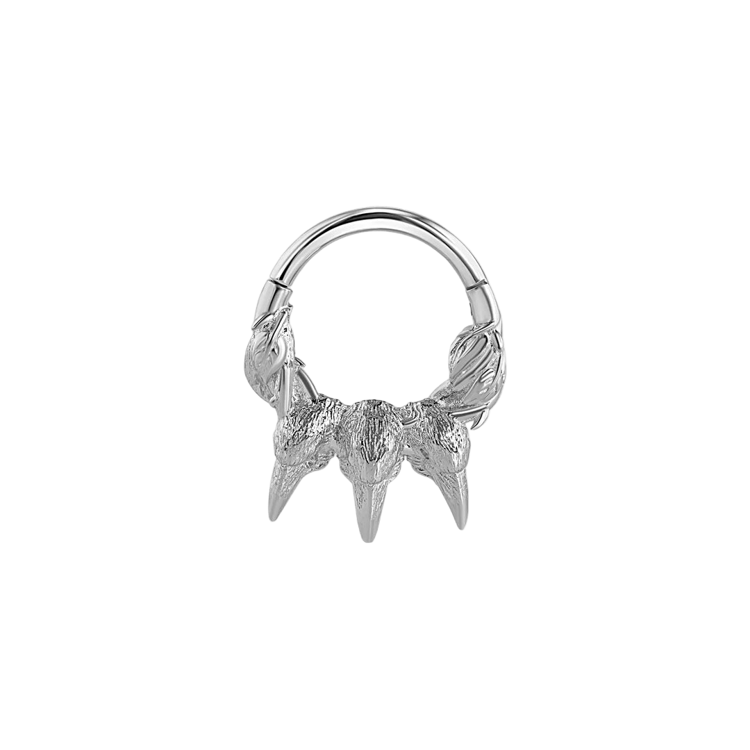 Raven Clicker – 14K Gold Gothic Ring - piercing - zone.com