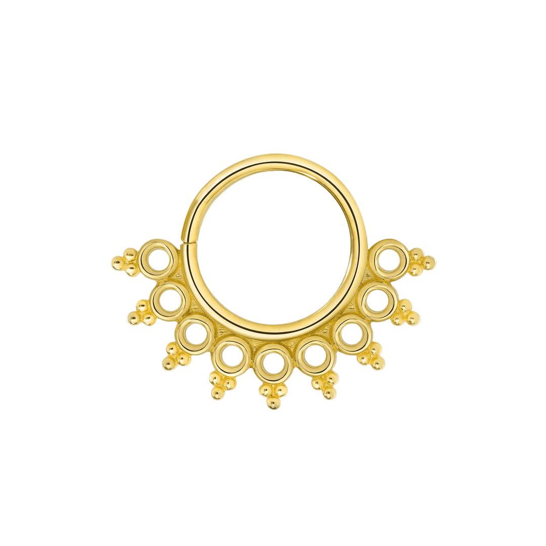 Rebecca Seamless Ring – 14K Gold Cup & Divot Design - piercing - zone.com