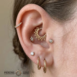 Rebecca Seamless Ring – 14K Gold Cup & Divot Design - piercing - zone.com