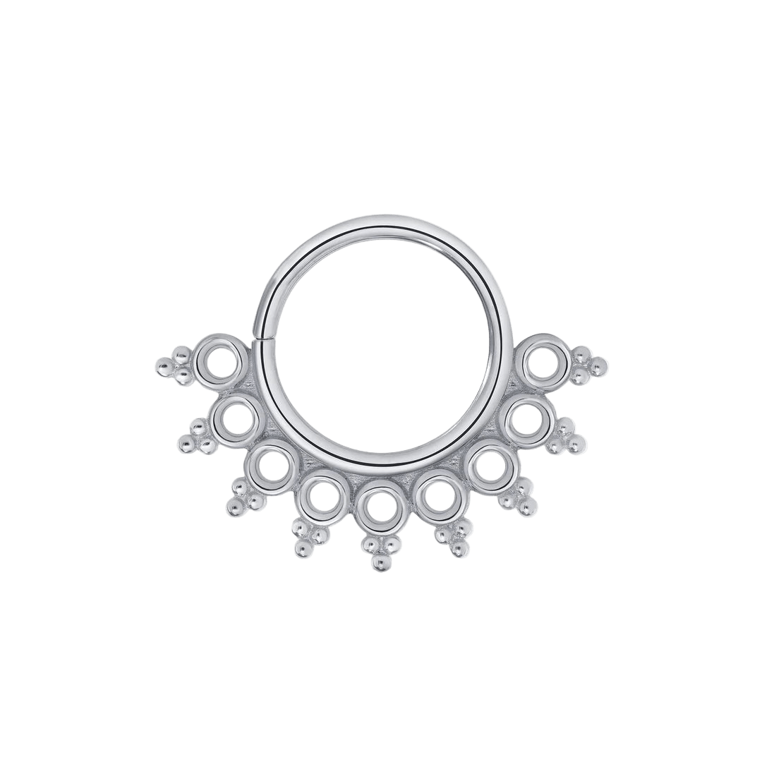 Rebecca Seamless Ring – 14K Gold Cup & Divot Design - piercing - zone.com