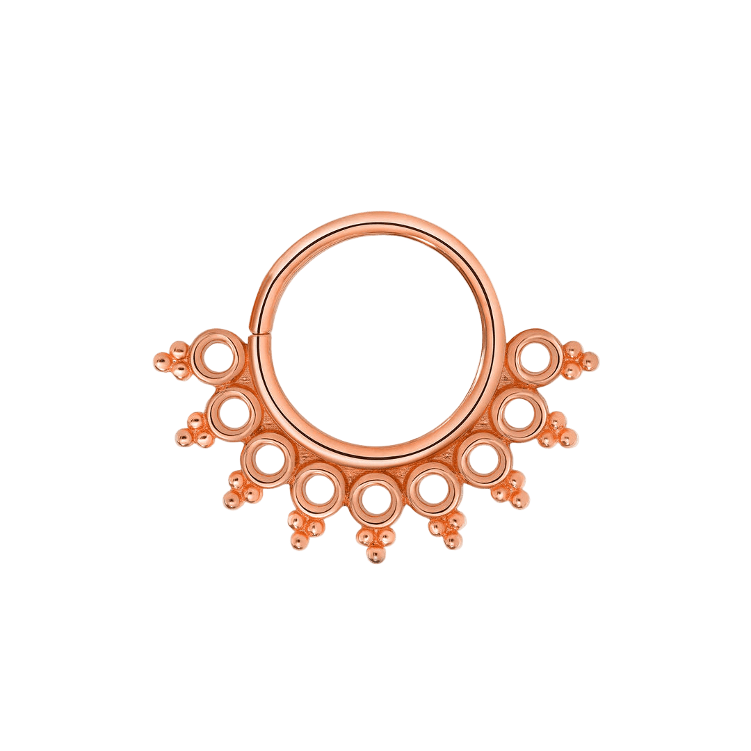 Rebecca Seamless Ring – 14K Gold Cup & Divot Design - piercing - zone.com