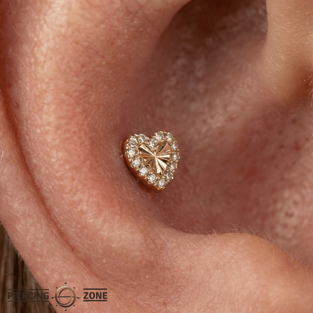 Rebel Heart – Diamond – 14K Gold Threadless End - piercing - zone.com