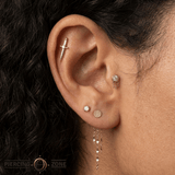Rebel Rebel – Reverse - Set CZ with Chains – 14K Gold Threadless End - piercing - zone.com