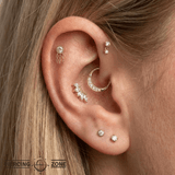 Rebel Rebel – Reverse - Set CZ with Chains – 14K Gold Threadless End - piercing - zone.com