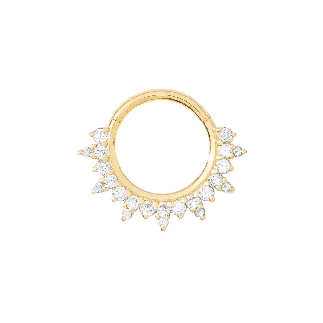 Regal Clicker - 14K Gold Gem Clicker Ring - piercing - zone.com