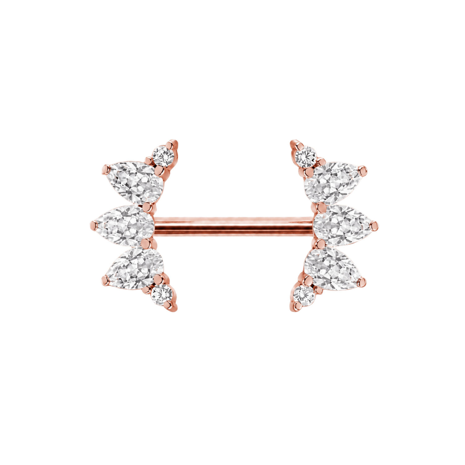 Reina Straight Barbell - 14K/18K Gold Gem Barbell - piercing-zone.com