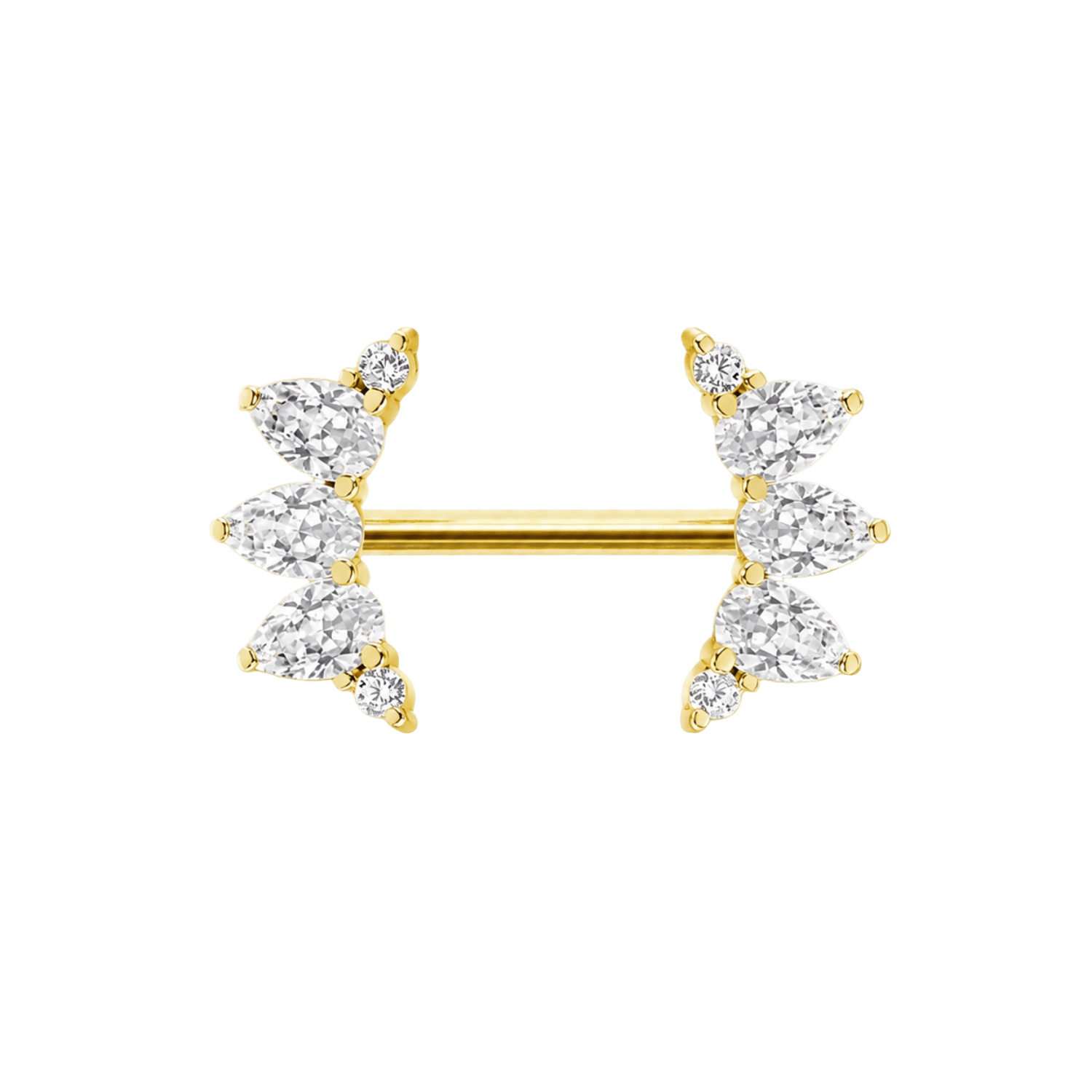 Reina Straight Barbell - 14K/18K Gold Gem Barbell - piercing-zone.com