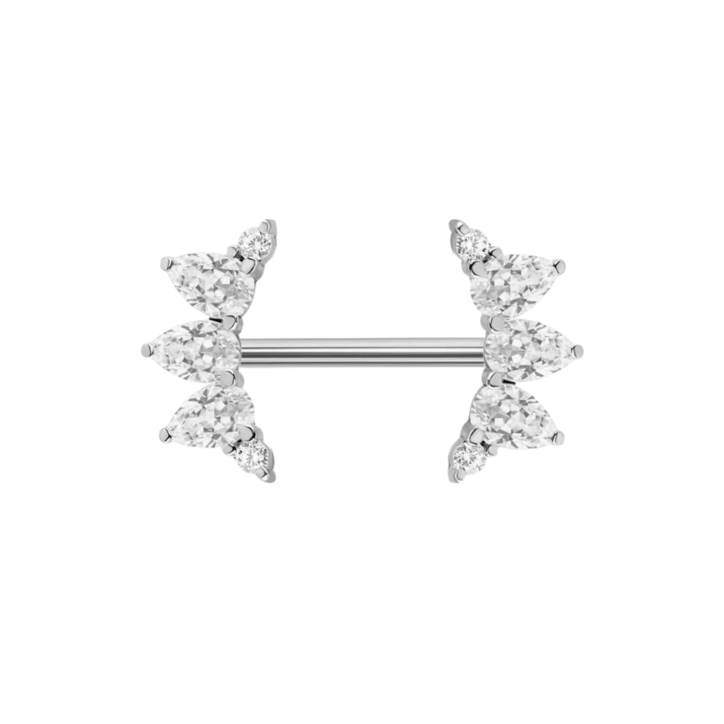Reina Straight Barbell - 14K/18K Gold Gem Barbell - piercing - zone.com