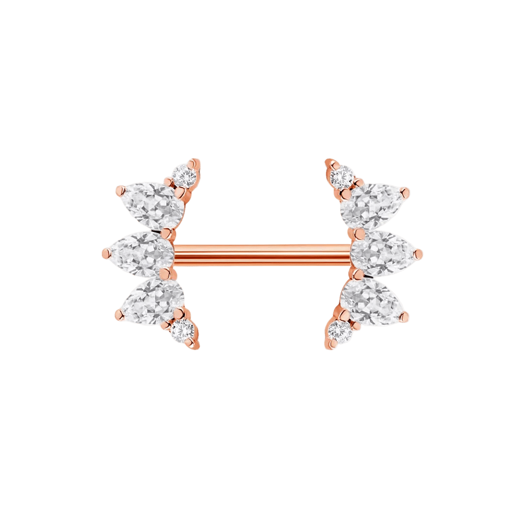 Reina Straight Barbell - 14K/18K Gold Gem Barbell - piercing - zone.com