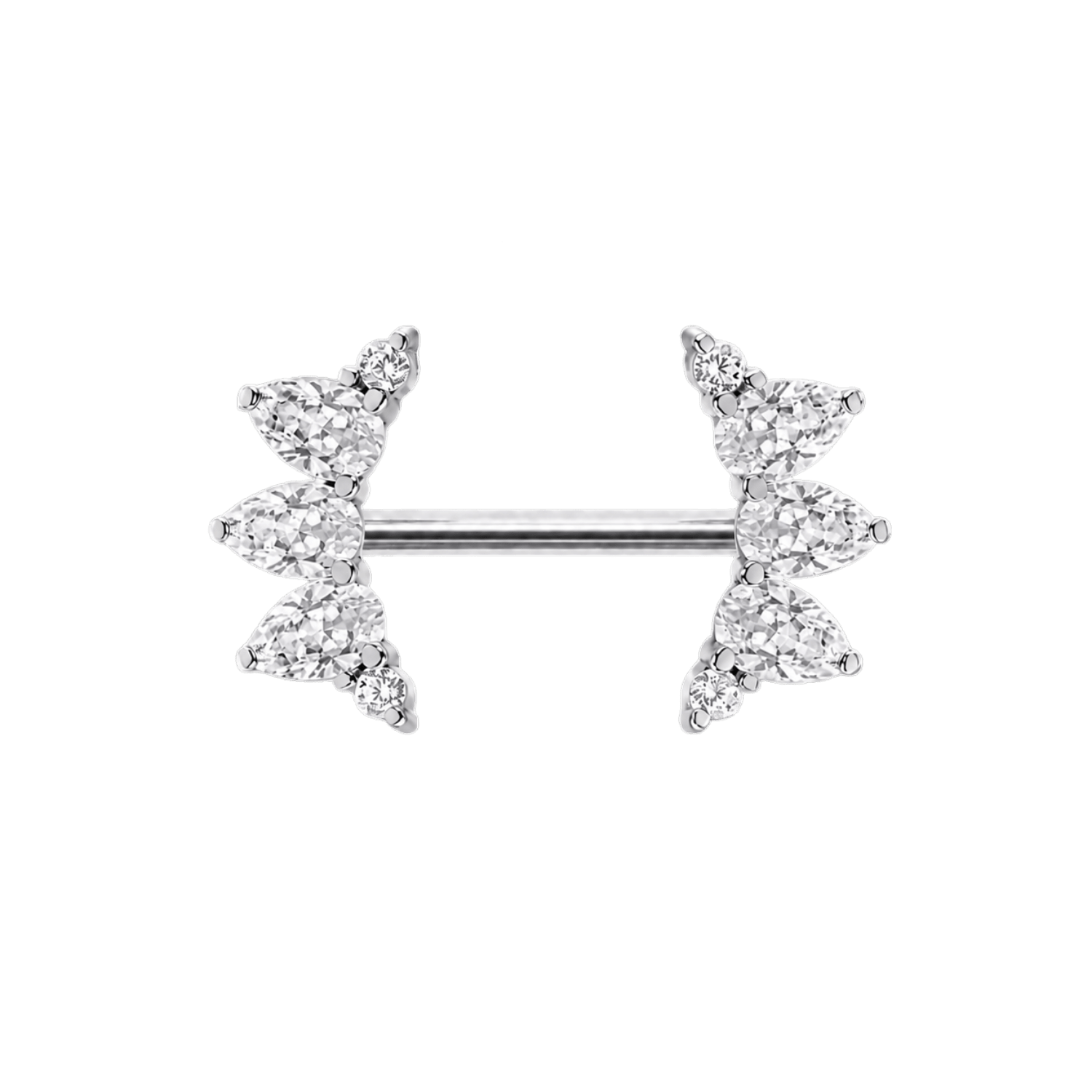 Reina Straight Barbell - 14K/18K Gold Gem Barbell - piercing-zone.com