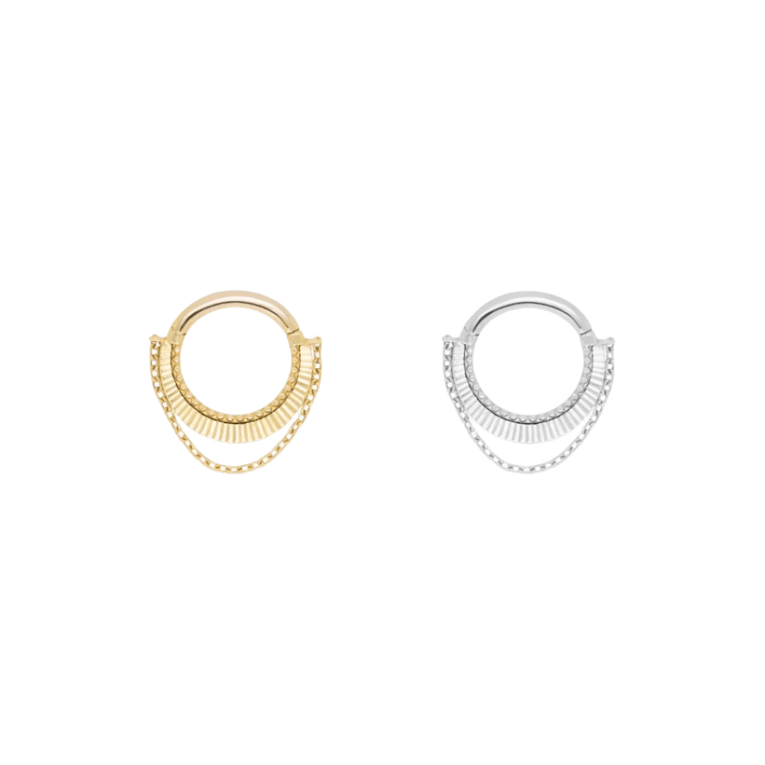 Republique – Draped Chain – 14K Gold Clicker Ring - piercing - zone.com