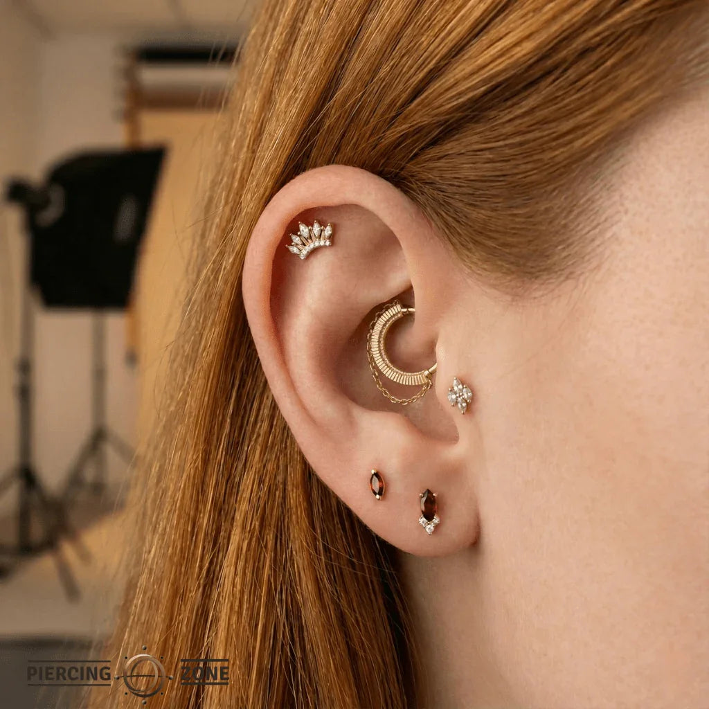 Republique – Draped Chain – 14K Gold Clicker Ring - piercing - zone.com