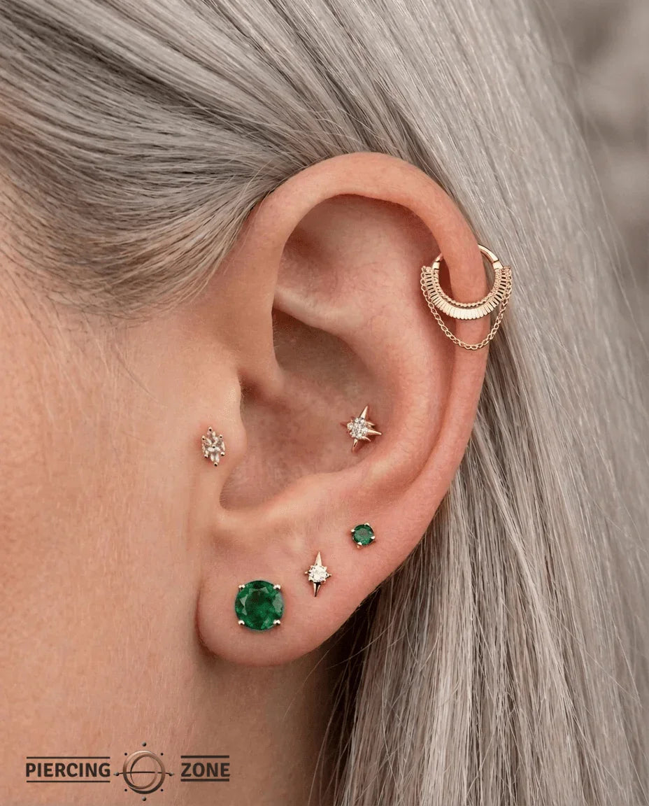 Republique – Draped Chain – 14K Gold Clicker Ring - piercing - zone.com