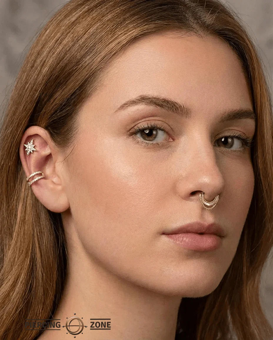 Republique – Draped Chain – 14K Gold Clicker Ring - piercing - zone.com