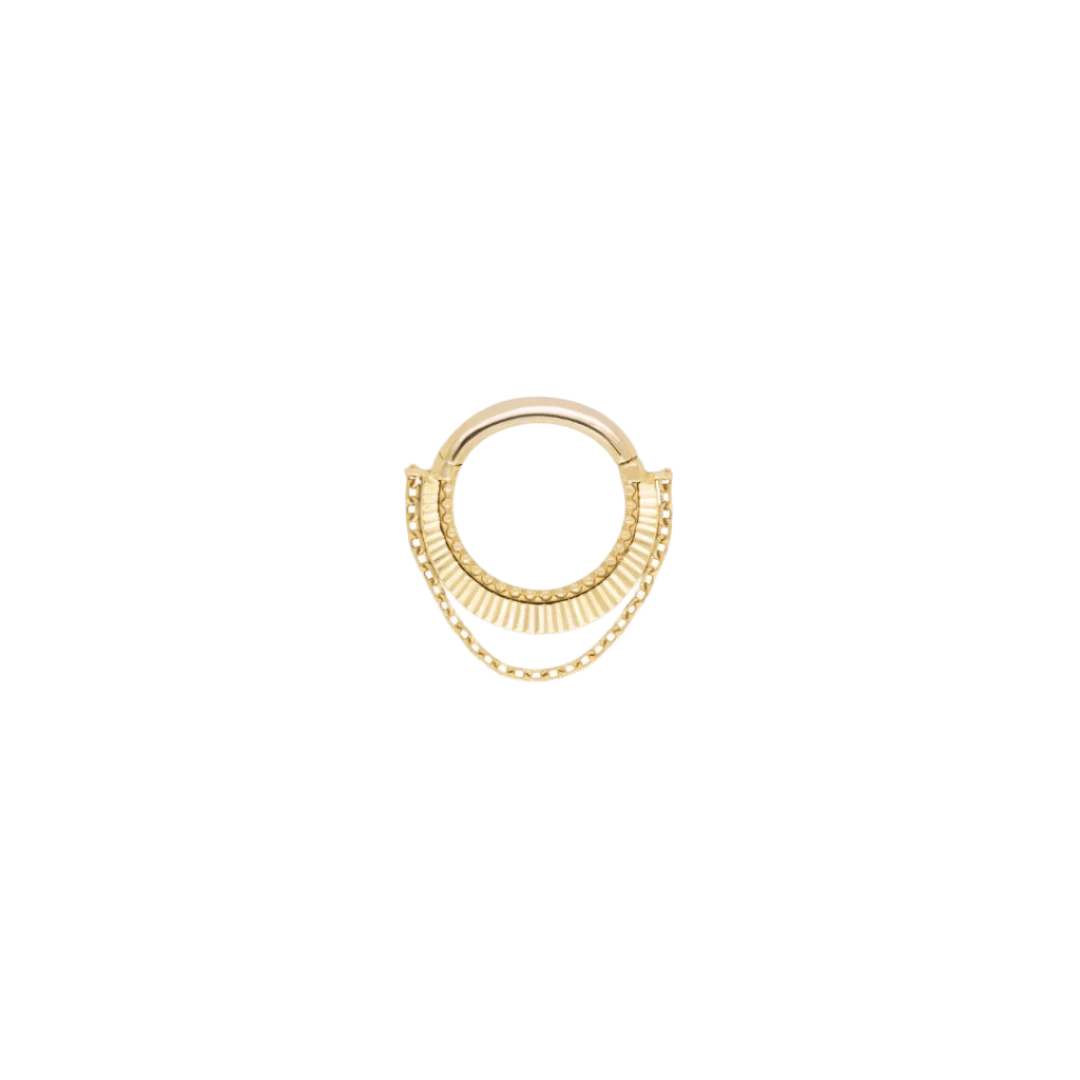 Republique – Draped Chain – 14K Gold Clicker Ring - piercing - zone.com