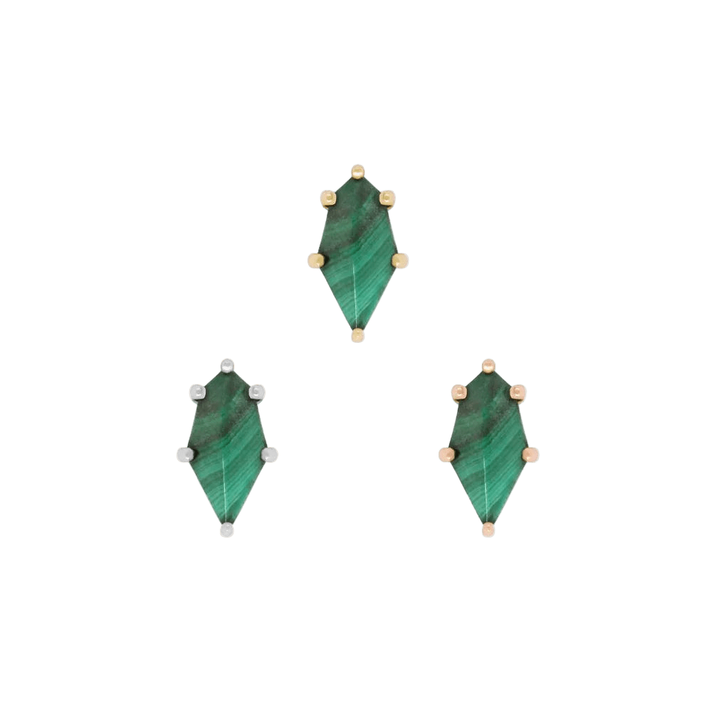 Reputation – Malachite – 14K Gold Threadless End - piercing - zone.com