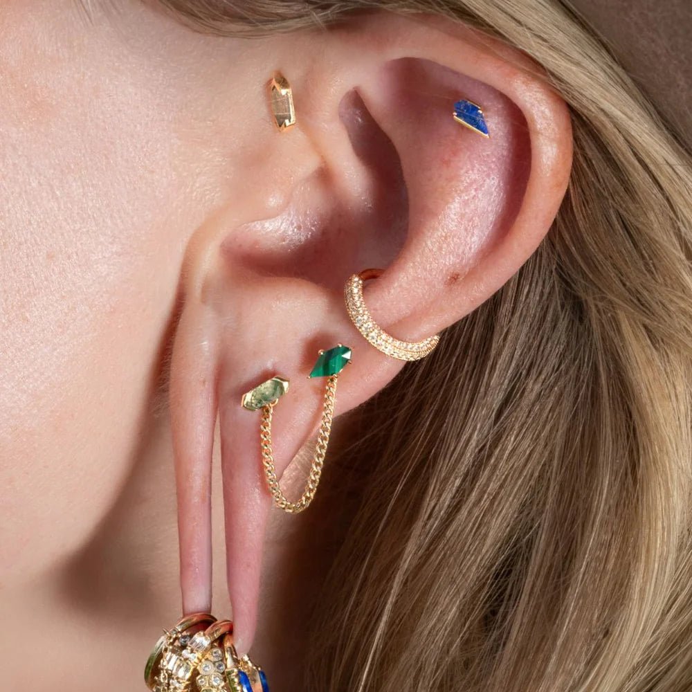 Reputation – Malachite – 14K Gold Threadless End - piercing - zone.com
