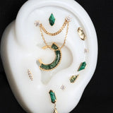 Reputation – Malachite – 14K Gold Threadless End - piercing - zone.com