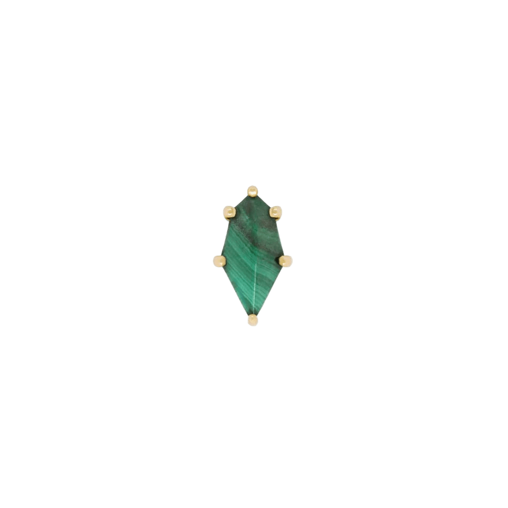 Reputation – Malachite – 14K Gold Threadless End - piercing - zone.com