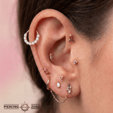 Revel – Rainbow Moonstone Arc – 14K Gold Clicker - piercing - zone.com