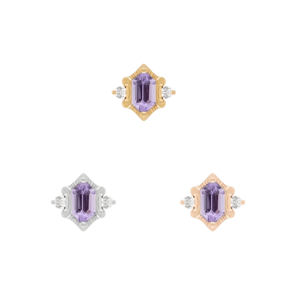 Reyna – Amethyst – 14K Gold Threadless End - piercing - zone.com