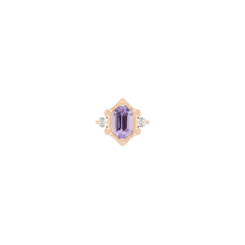 Reyna – Amethyst – 14K Gold Threadless End - piercing - zone.com