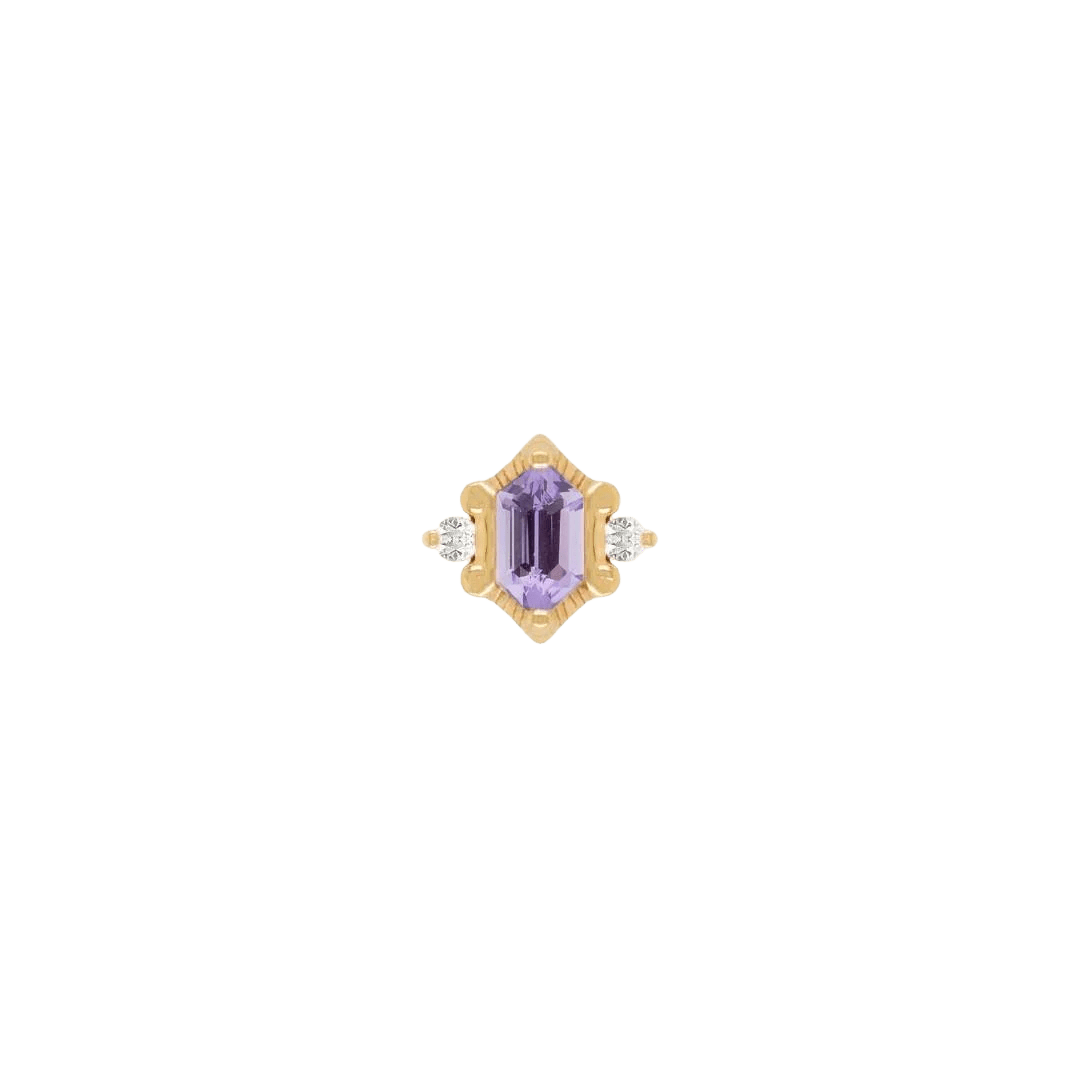 Reyna – Amethyst – 14K Gold Threadless End - piercing - zone.com