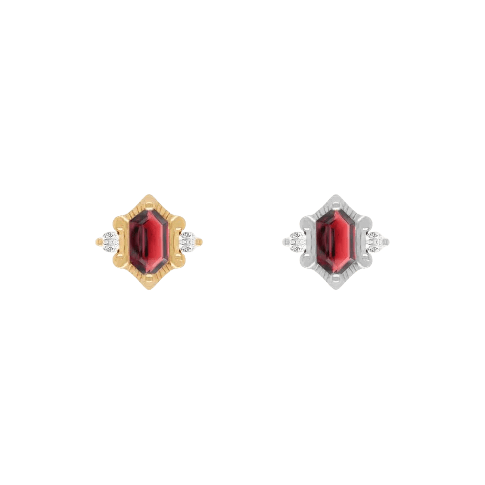 Reyna – Garnet – 14K Gold Threadless End - piercing - zone.com
