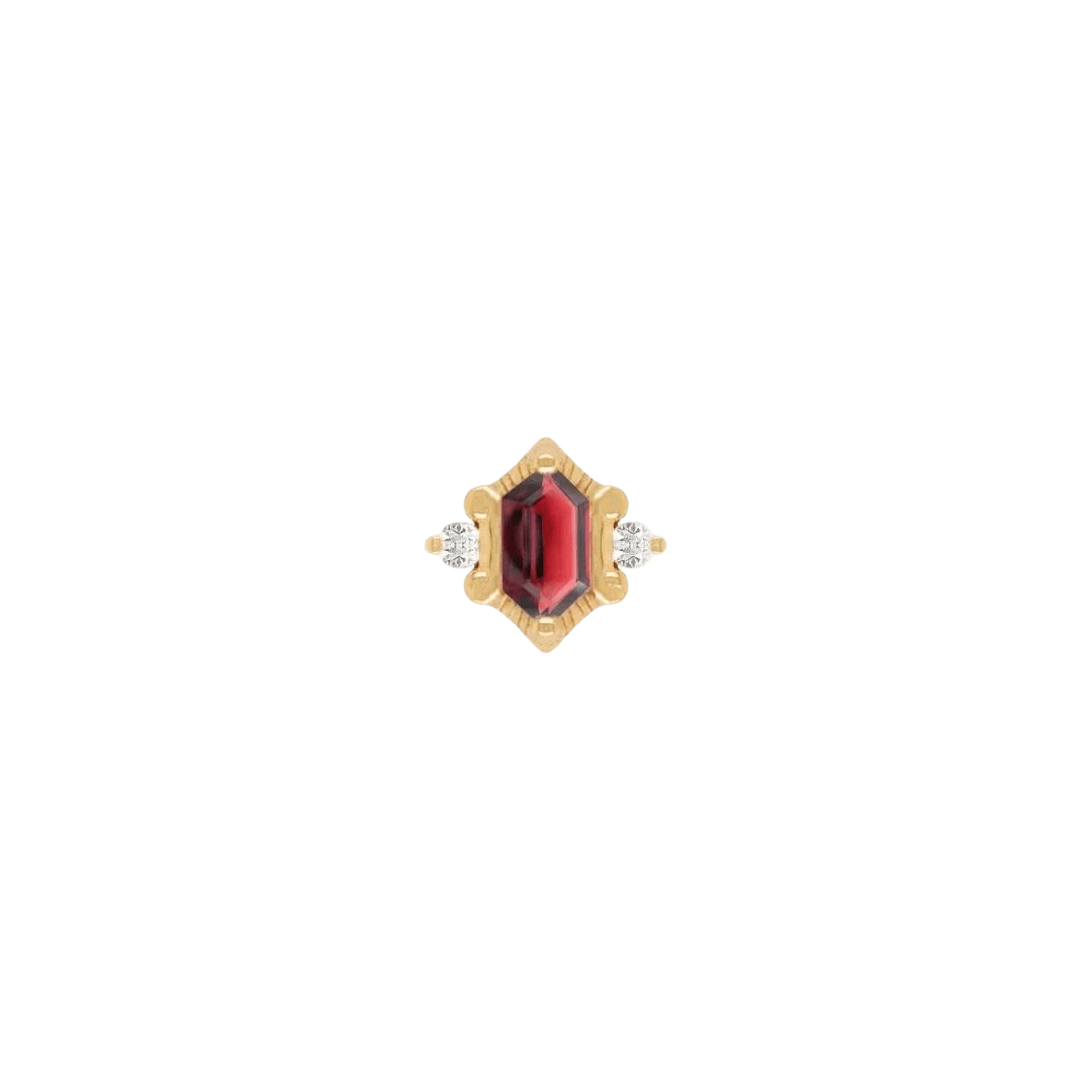Reyna – Garnet – 14K Gold Threadless End - piercing - zone.com