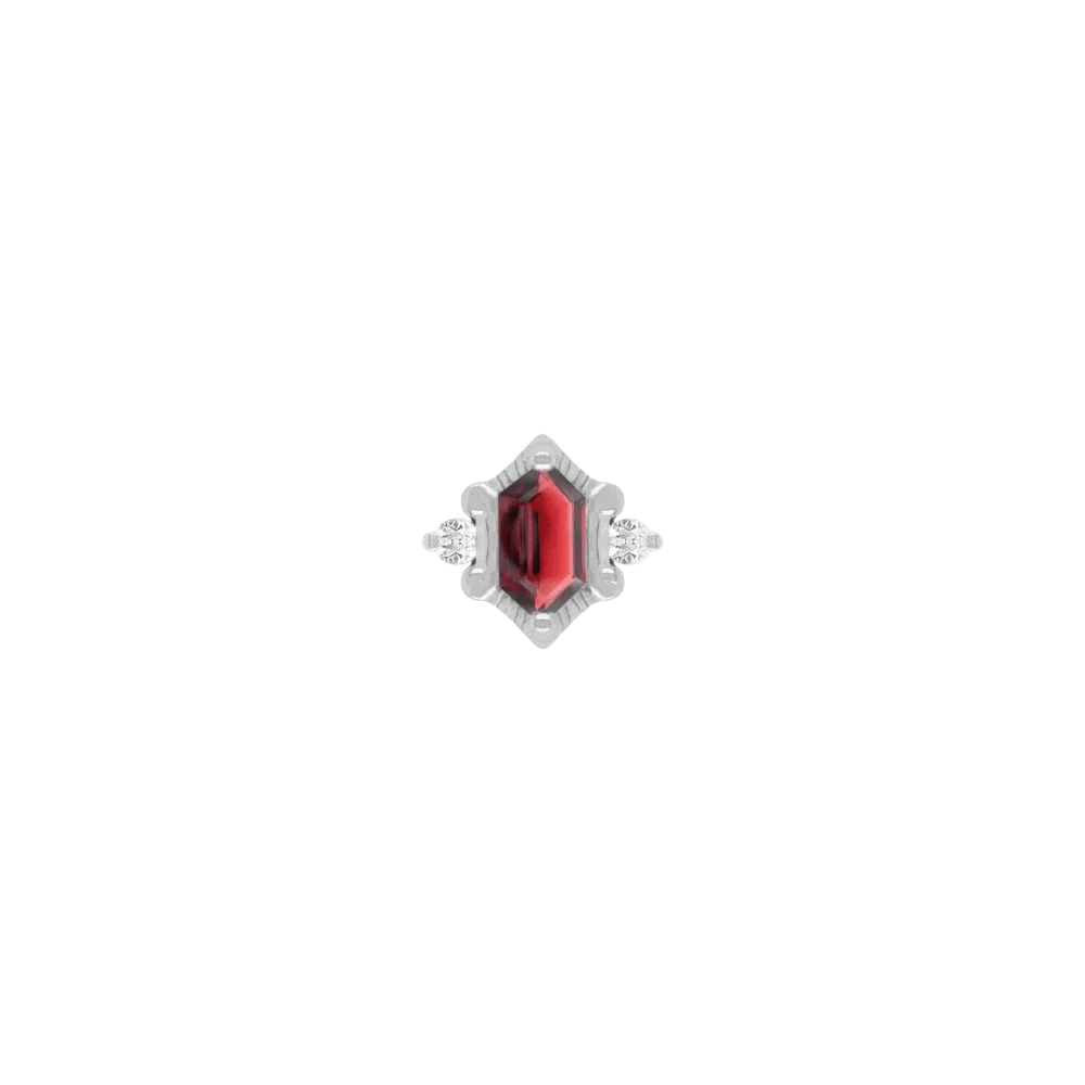 Reyna – Garnet – 14K Gold Threadless End - piercing - zone.com
