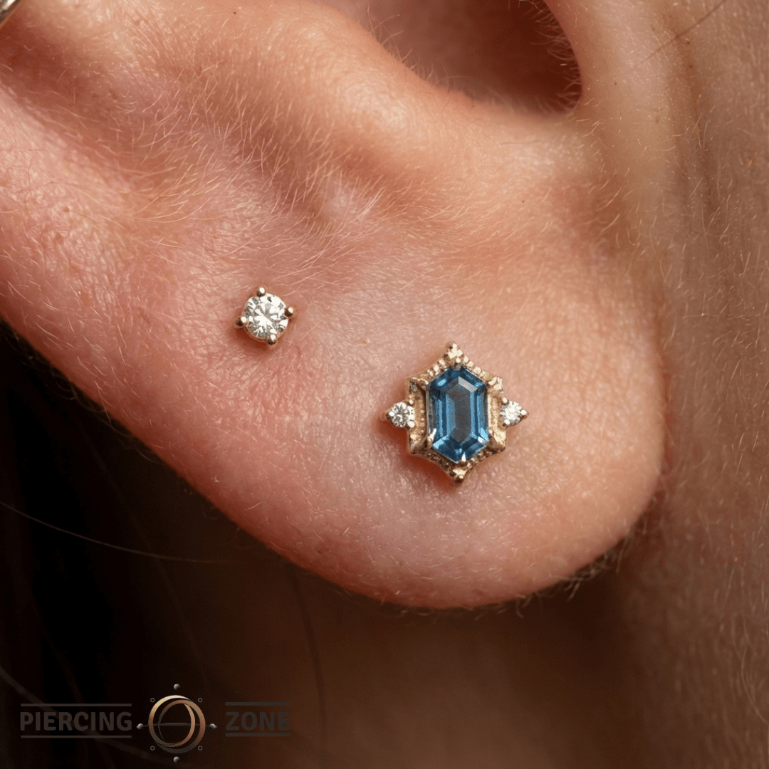 Reyna – London Blue Topaz – 14K Gold Threadless End - piercing - zone.com