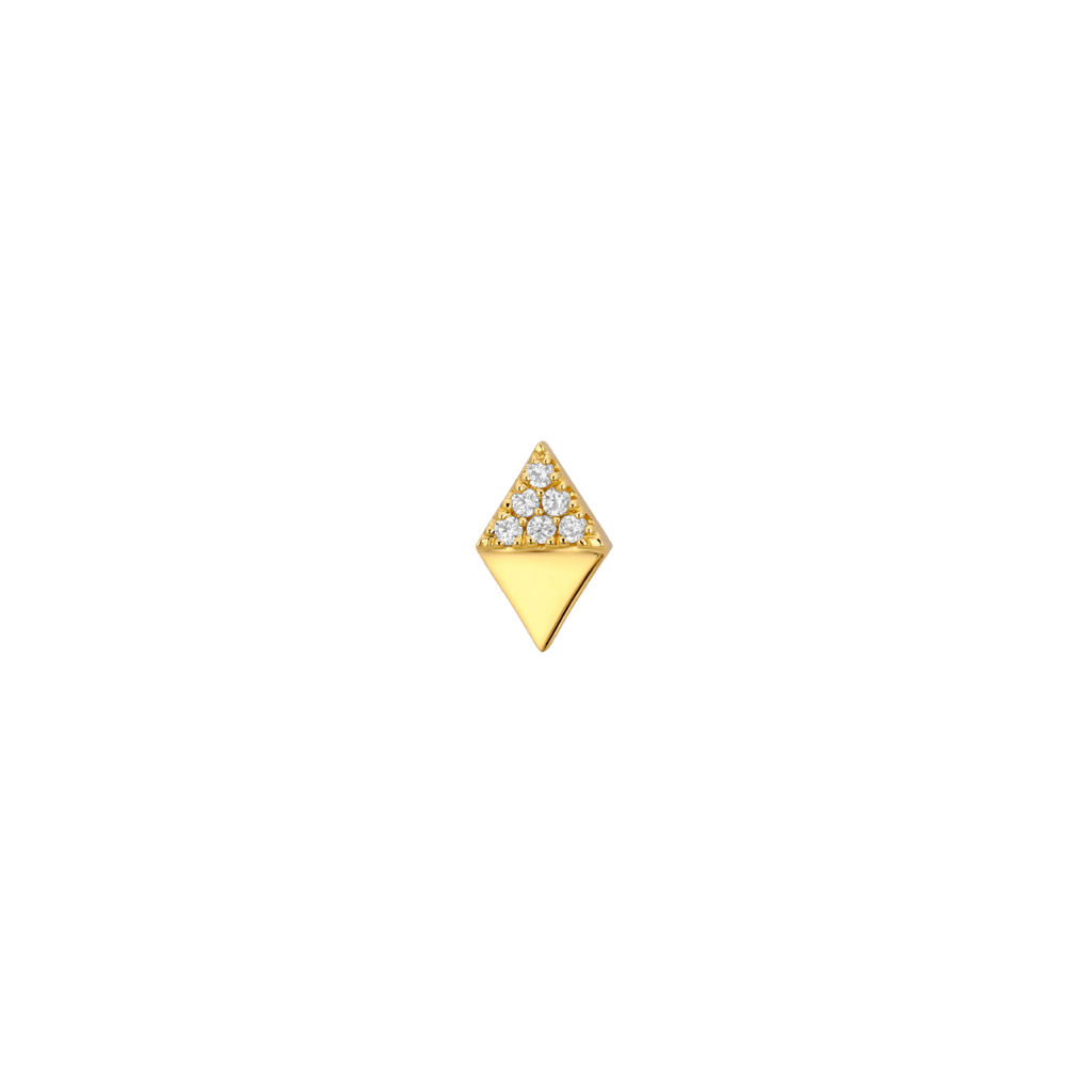Rhombos - 18K Gold White CZ Threadless/Threaded End - piercing-zone.com